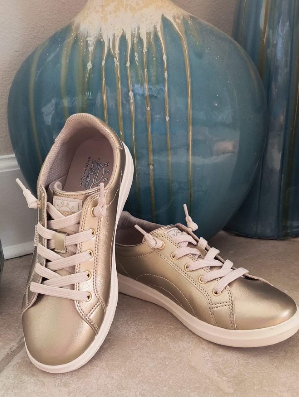 BOBS from Skechers Metallic Gold Low-Top Lace-Up Sneakers